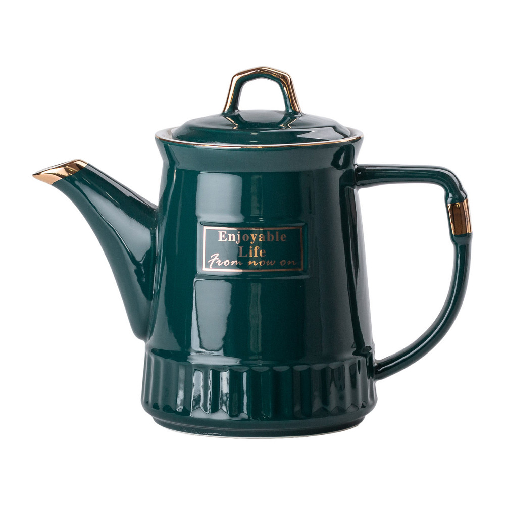 Yiwu Чайний набір на 6 персон із заварювальним чайником та порцелянаовою підставкою Зелений HP- Коломия - фото 2