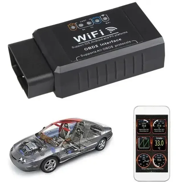 Діагностичний автосканер OBD ELM327 Wi-Fi 2.5v сумісний з iOS Android, OBDII адаптер Одеса - фото 1
