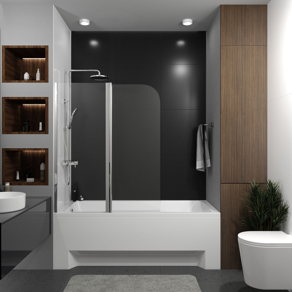 Шторка на ванну QP95(right) двухэлементная 1150x1400 chrome; clear Киев - изображение 3