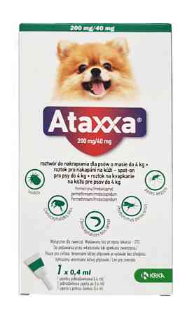 Атакса (Ataxxa) капли для собак до 4 кг против блох, клещей, вшей, власоедов (0,4 мл 1 пипетка) KRKA Винница