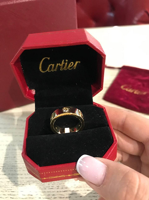 Cartier кольцо в лимонном золоте с крупными камнями / Картье кольцо LOVE лимонное золото камни Одесса - изображение 4