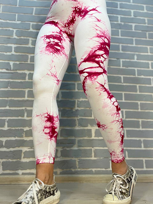 Лосини жіночі LADY HUREM 18160 мармурові пуш-ап широкий пояс утягуючі білі, білий, M-L Київ - фото 8