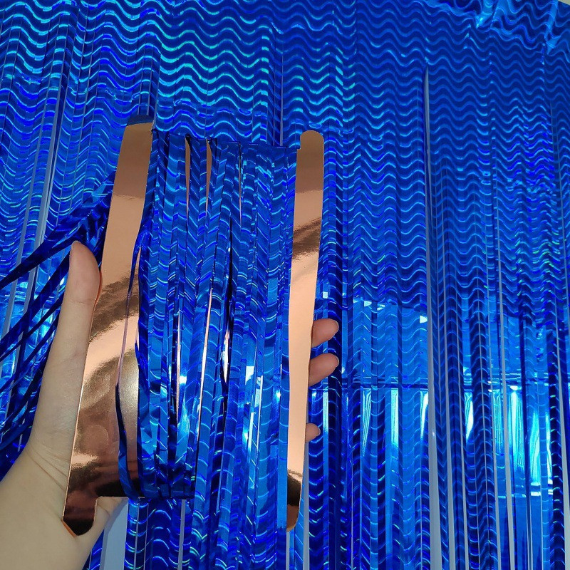 Дощик для фотозони з блискучою голограмою 2 м на 1 м синій Київ - фото 2