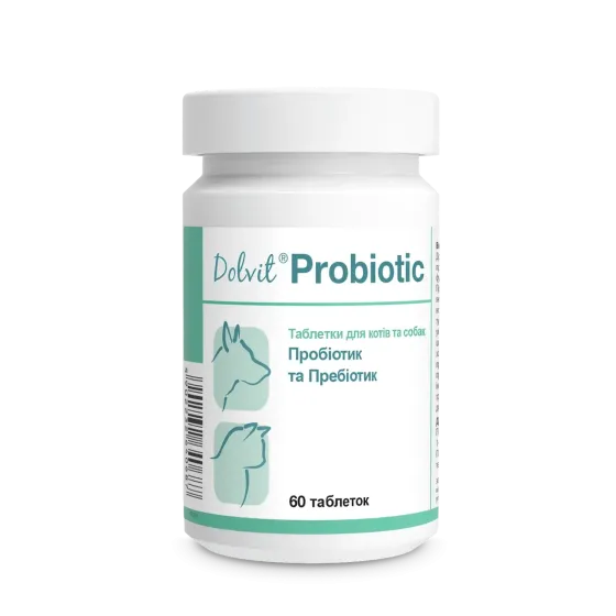 Вітамінно-мінеральна добавка для собак Долвіт Пробиотик (Dolvit Probiotic) 60 таблеток Дольфос (Dolfos) Вінниця