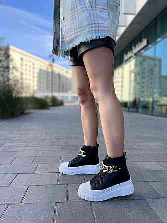 Кеды женские черные эко-шкира высота 11см подошва 4см размеры 37-41 (4758) Коломия