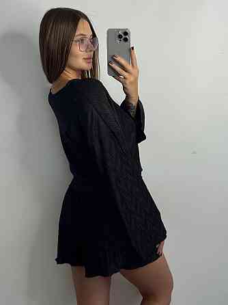 Жіночий комплект із стрейч-плісе: кофточка та шорти Чорний XS/S Харків