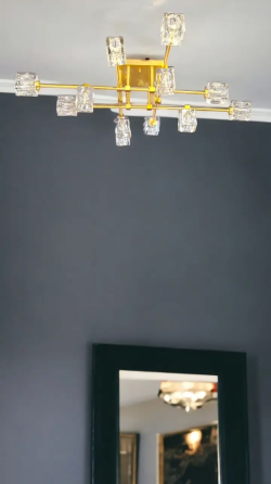 Світлодіодна люстра Кришталь 8821 (Золотиста) на 12 плафонів Київ