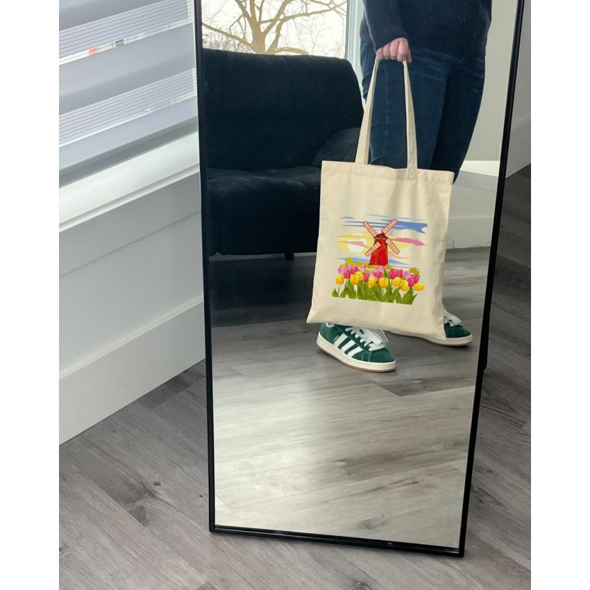 Екошопер BookOpt BK4071 "Подорож Нідерландами". Країна вітряків і тюльпанів" бежевий Київ - фото 3