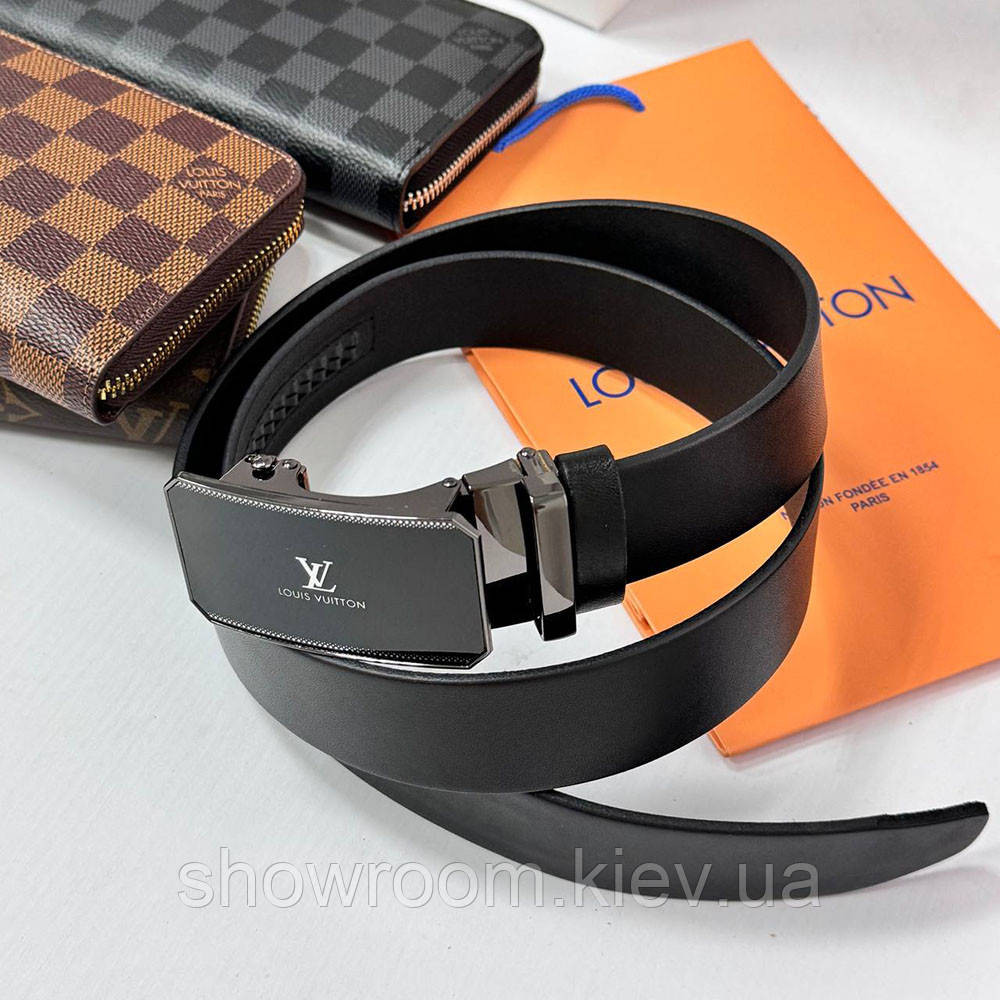 Мужской кожаный ремень автомат LV (7112) Киев - изображение 6