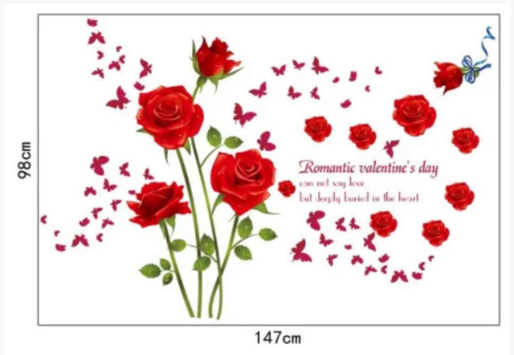 Наклейка декоративна Червоні троянди Київ - фото 2