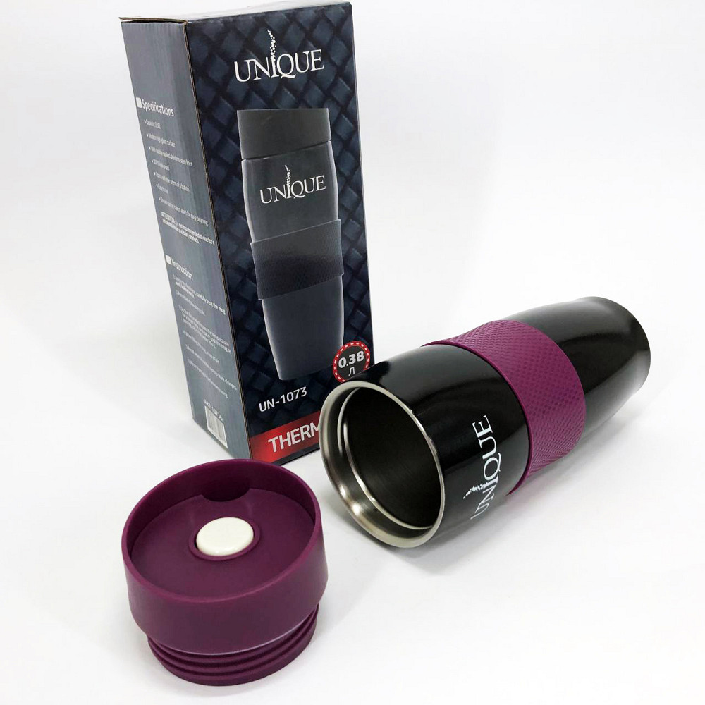 Термос туристичний прогумований UNIQUE, Термокружка маленька, Термочашка похідна, Подорожній термос GJ-29 Львів - фото 1