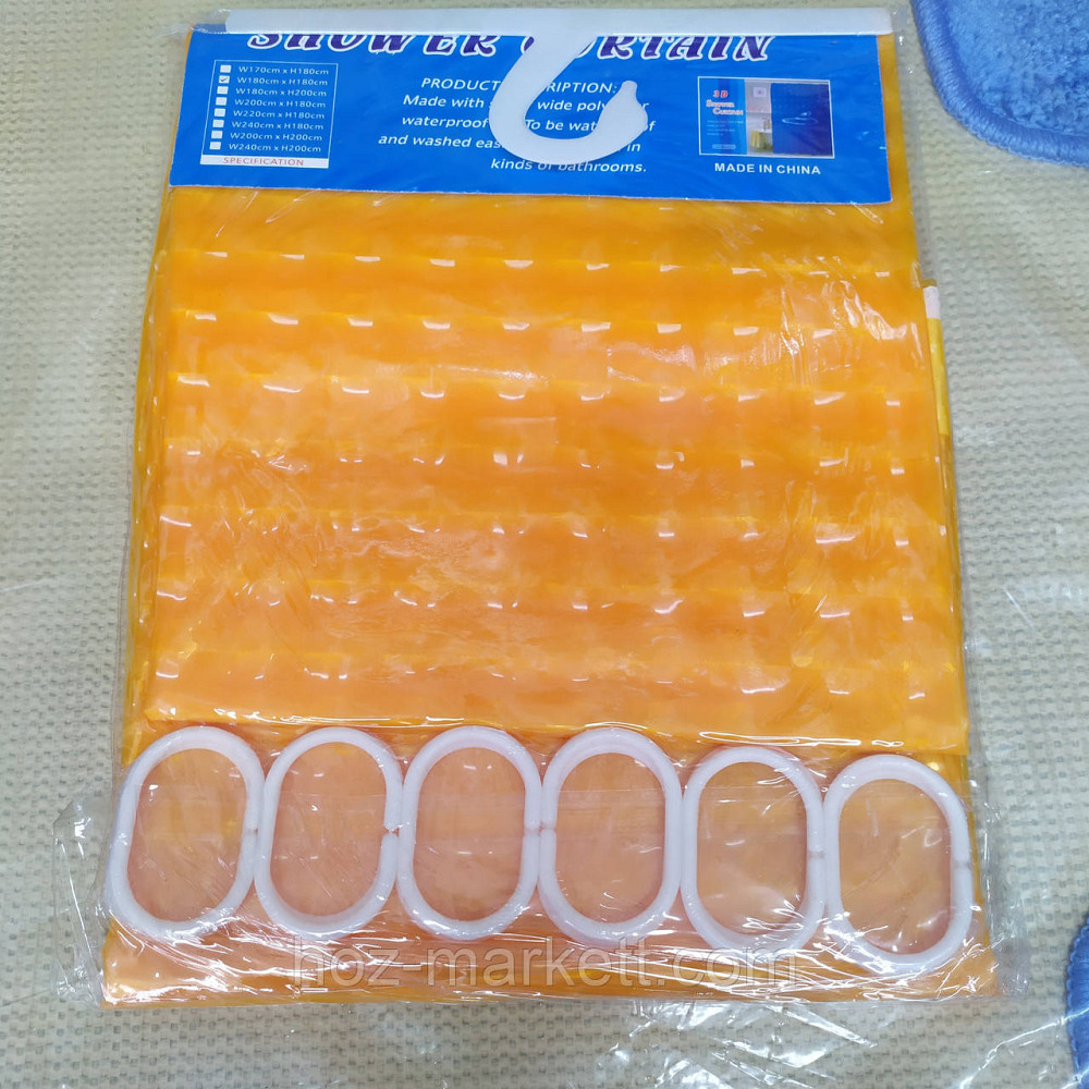 Штора в ванную силиконовая с 3 D эффектом шторка для ванной оранжевая 180 х 180 см Харьков - изображение 4