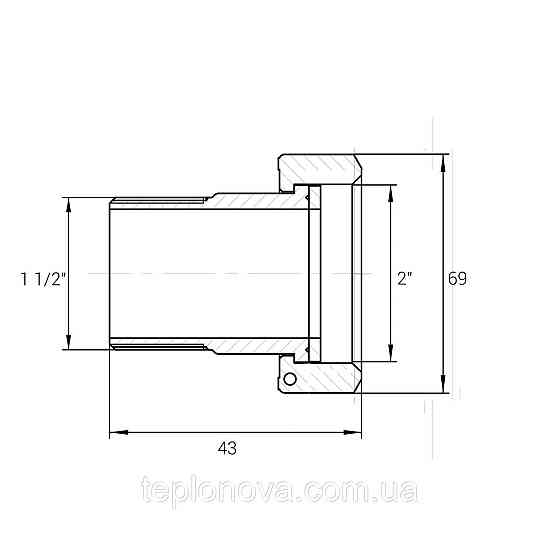 Комплект штуцеров для счетчика никелированный 2″ВР х 1 1/2″НР с биконитовой прокладкой Б2743КбА(нк) Черновцы