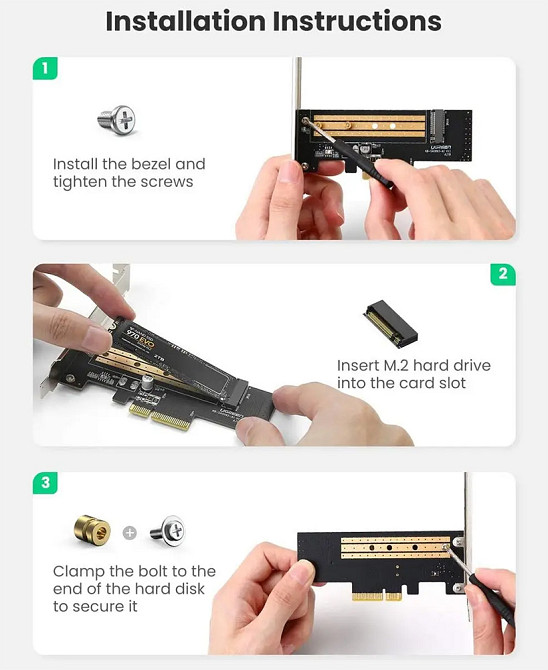 PCI-E 3.0 контролер для SSD M.2 (NVMe) x4 CM302 Ugreen Винница - изображение 4