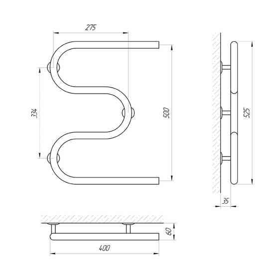 Сушарка для рушників Laris Змійовик 25 РС3 400Х500 3/4" Київ