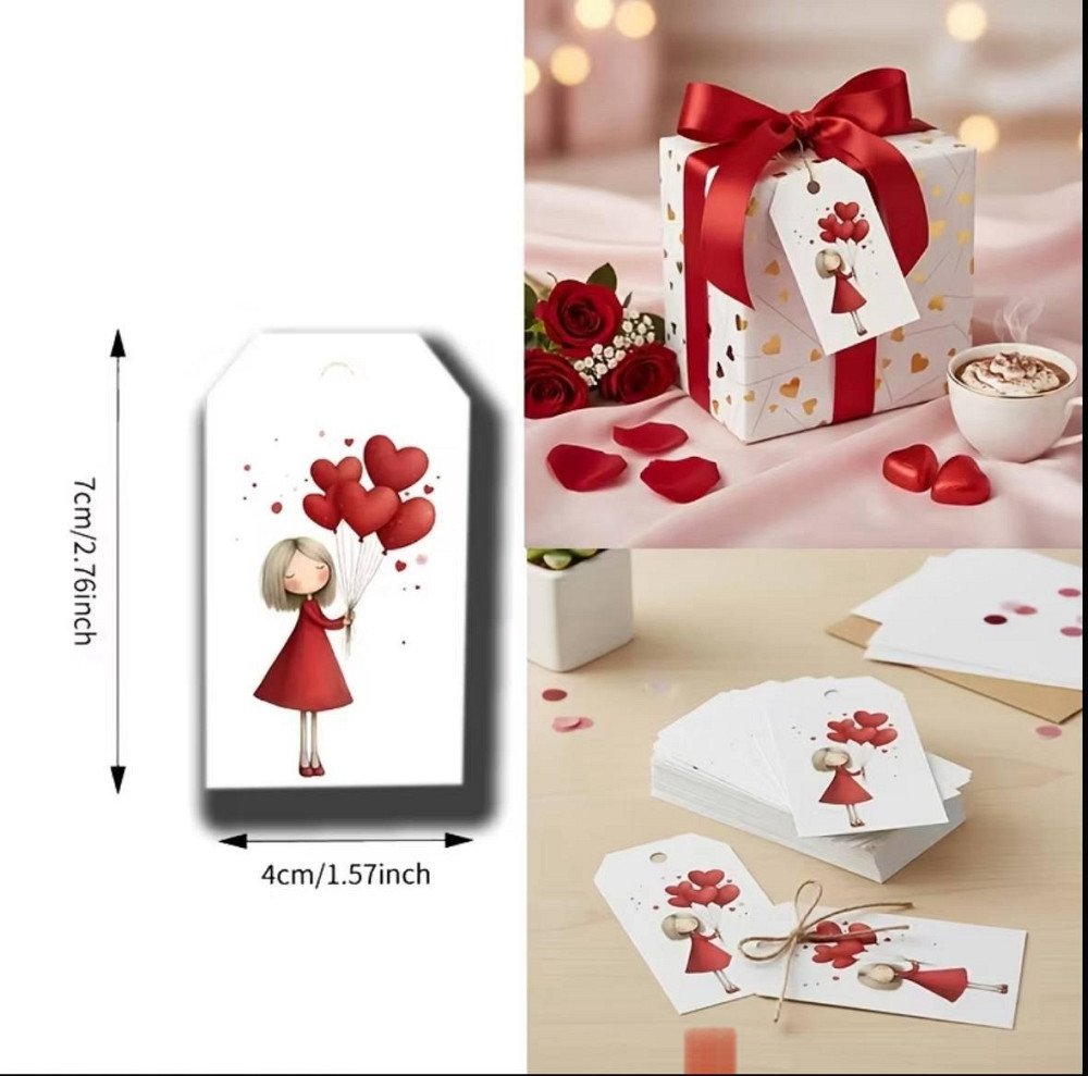Бирки ко Дню влюблённых с девочкой и сердечками, 12 шт Киев - изображение 3