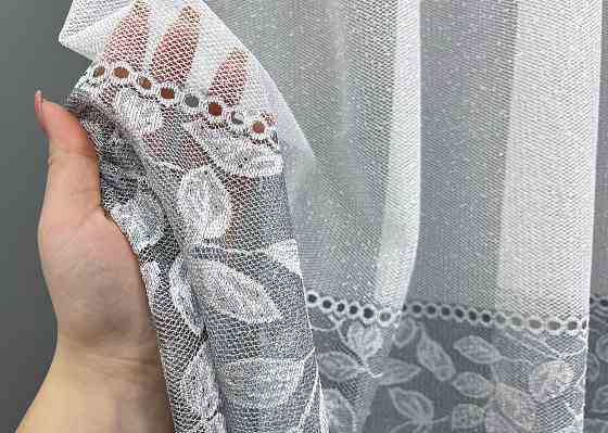 Тюль VR-Textil 2010т Жаккард Белый с серым 400х270 см (42-1074) Киев