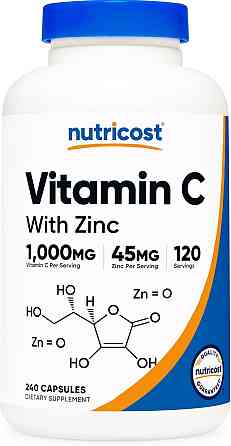Вітамін С з цинком Nutricost Vitamin C with Zinc, 240 Capsules Луцьк