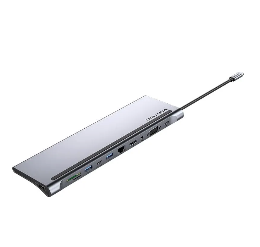 Док станція хаб для ноутбуку комп'ютеру Vention Multi-function USB-C - HDMI / VGA / USB-C Gen 1 / USB 3.0x2 / USB 2.0 / RJ45 / SD Одеса - фото 1