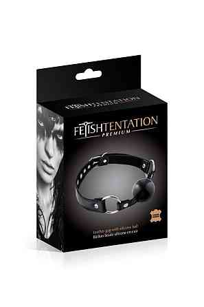Кляп Fetish Tentation Premium Leather gag with silicone ball Black Sex Aura Київ