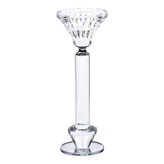 Підсвічник скляний на ніжці 6×19.5 см прозорий декоративний підсвічник на стіл HP-4-11M Коломия