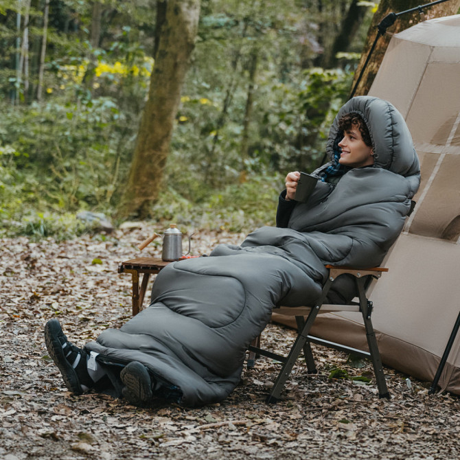 Спальный мешок с капюшоном Naturehike Clear Sky CNK2450WS042 (220 х 80см) Серый Винница - изображение 10