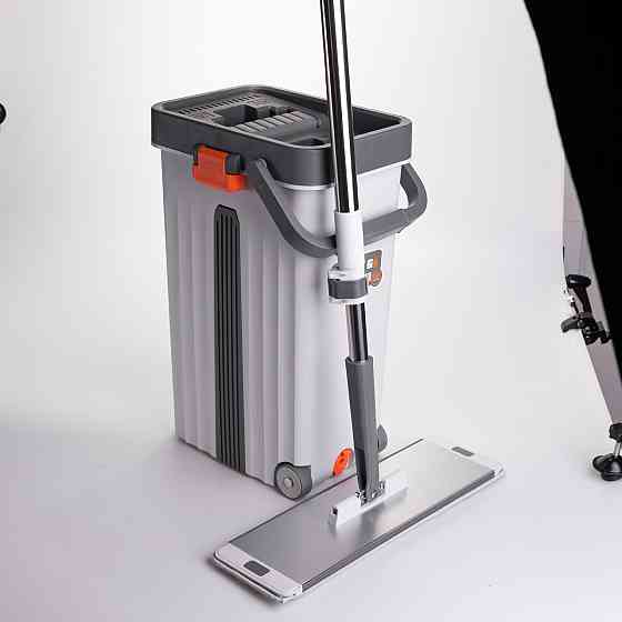 Швабра з відром 14 л для миття підлоги з віджимом плоска насадка з мікрофібри HP-35015-59 Коломия