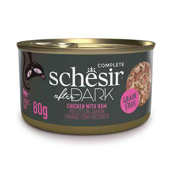 Schesir After Dark Chicken With Ham ШЕЗИР КУРИЦА С ВЕТЧИНОЙ в бульоне натуральные консервы для котов, банка 80г Киев