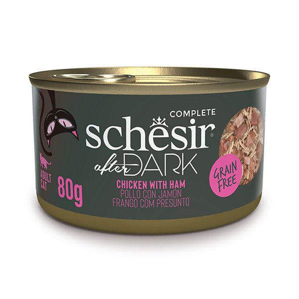 Schesir After Dark Chicken With Ham ШЕЗИР КУРИЦА С ВЕТЧИНОЙ в бульоне натуральные консервы для котов, банка 80г Киев - изображение 1