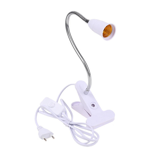 Патрон Е27 с вилкой и выключателем, гибкий удлинитель 20см с прищепкой Вінниця - фото 1