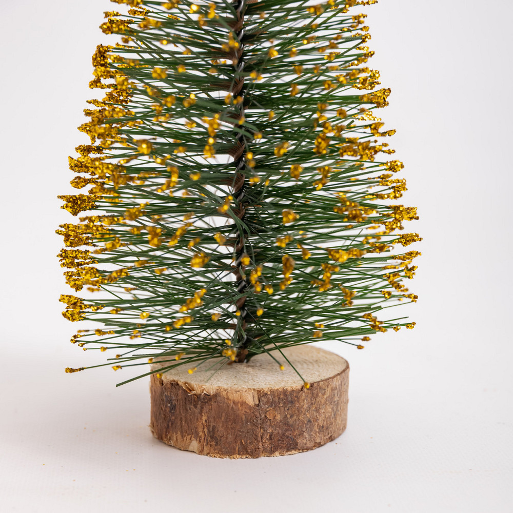 Новогодняя настольная елка золотая Стрела 25 см на деревянной подставке SOK-М-12-4 Киев - изображение 5