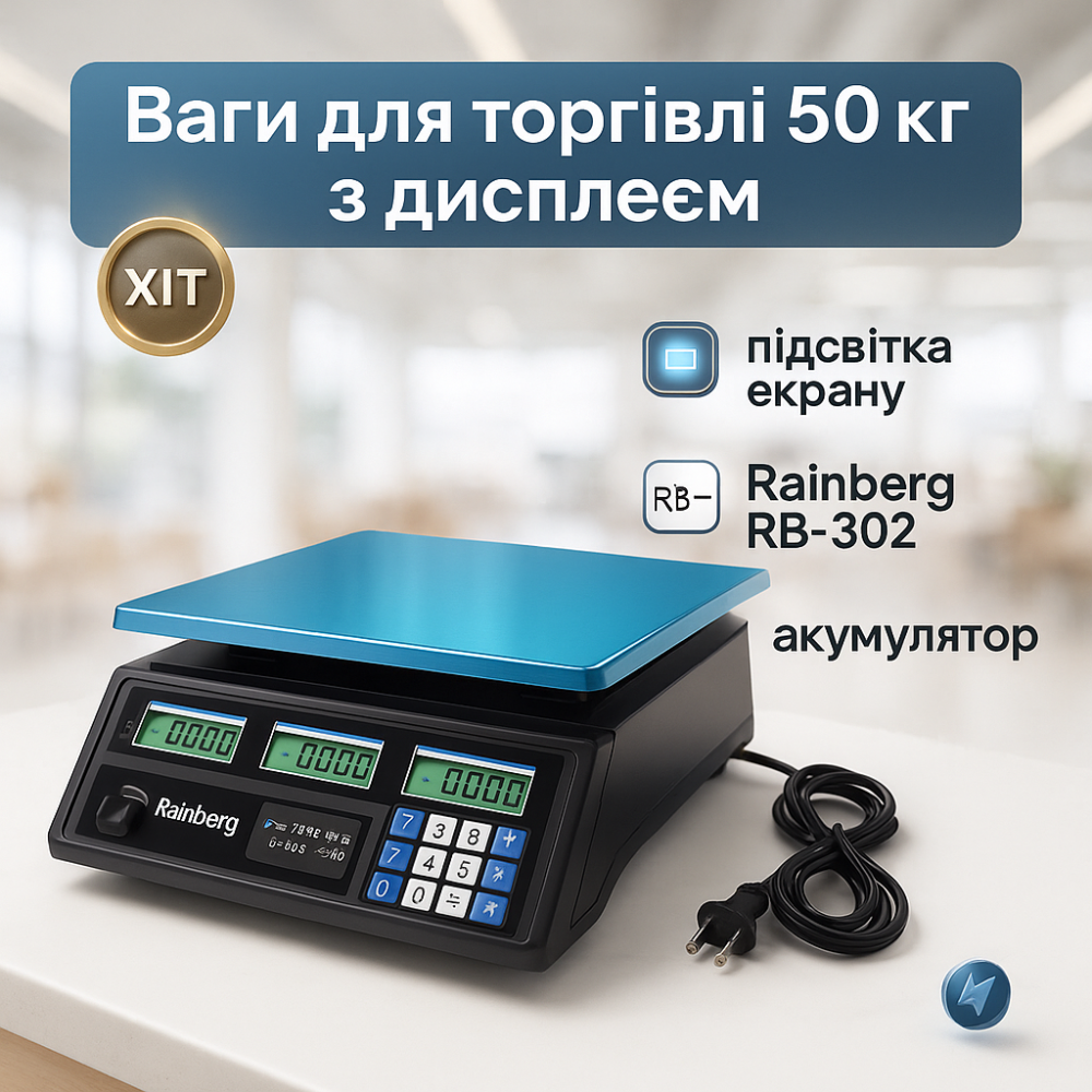 Электронные весы предназначены для торговли в магазине Rainberg, Весы для магазина до 50 кг VS-85 Львов - изображение 10