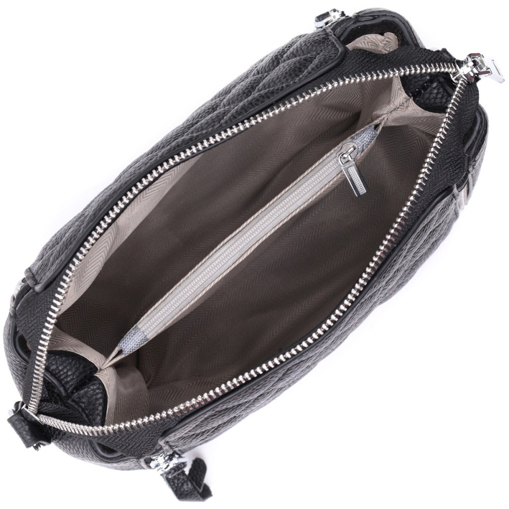 Трендовая сумка для женщин в ромбы из натуральной кожи Vintage 22667 Черная Киев - изображение 9