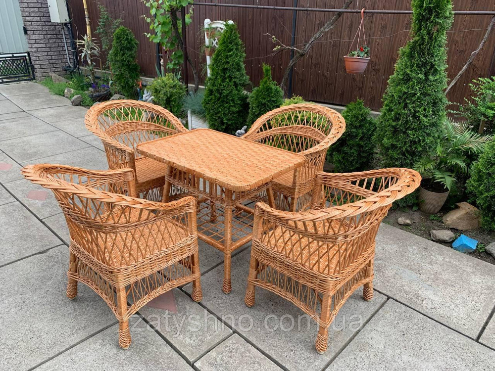 Набір меблів з лози | комплект меблів із низькою спинкою | 4 крісла та стіл плетений з лози Київ - фото 6