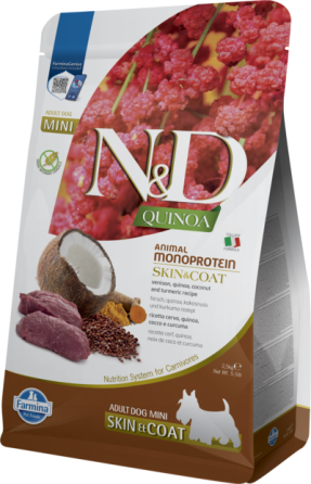 Фарміна дог сухий N&D QUINOA DOG SKIN & COAT, VENISON & COCONUT ADULT MINI з олениною та кокосом 2.5 kg 40091 Київ
