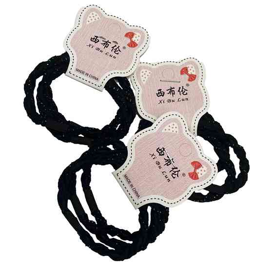 Дитяча резинка для волосся 0301-718 чорний з блиском, набір 60 шт Вінниця