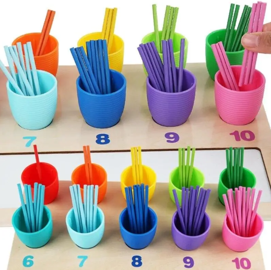 Математична гра WToys дерев'яні цифри стаканчики лічильні палички цифри маркер (C 60405) Чернигов - изображение 2