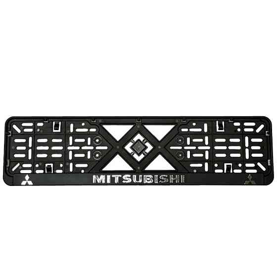 Рамка номерного знаку хром надпис Mitsubishi пластик чорна 1шт Київ