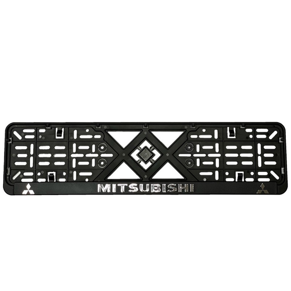 Рамка номерного знаку хром надпис Mitsubishi пластик чорна 1шт Київ - фото 1
