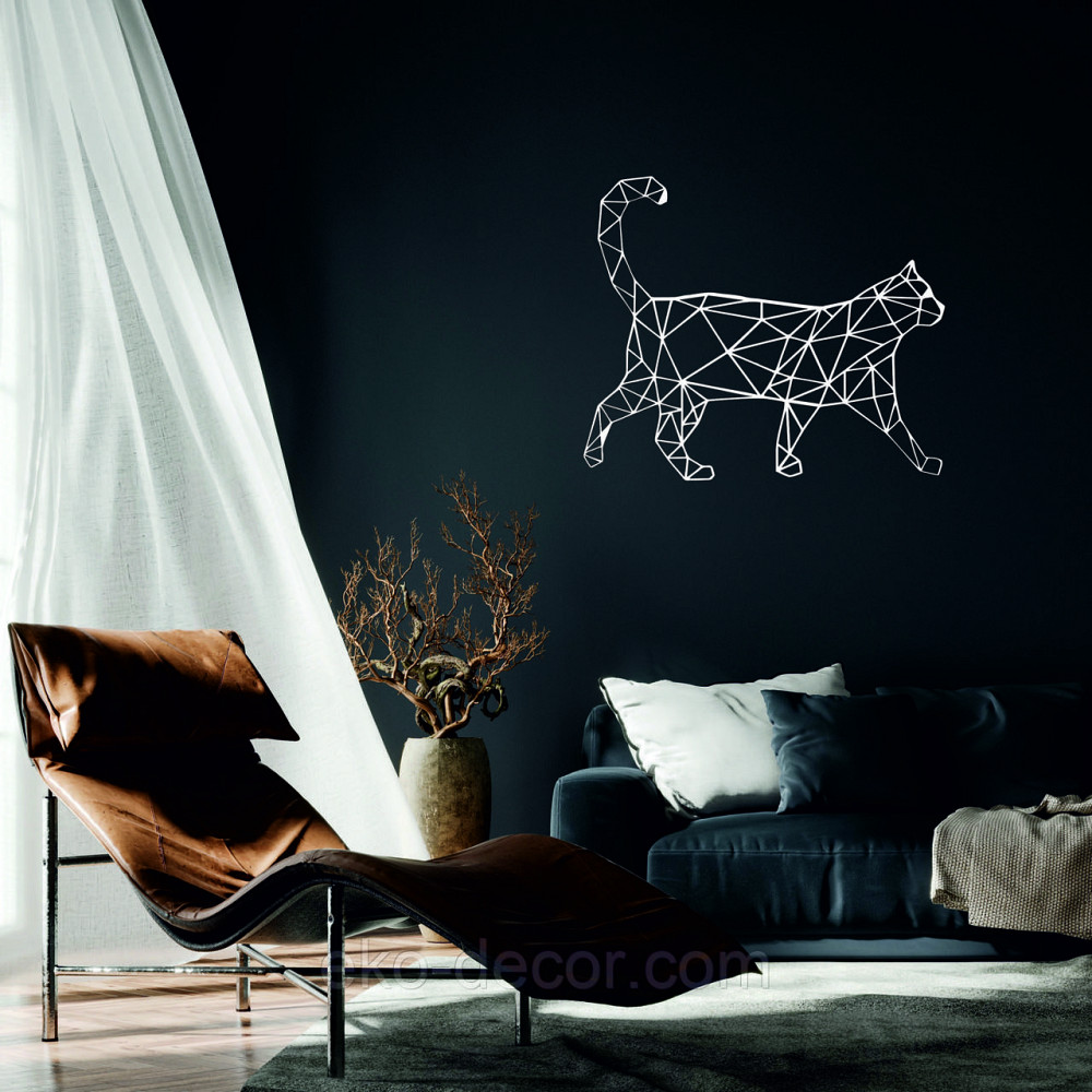 Декоративное настенное Панно «Кот» Декор на стену 90*75 см, Белый Киев - изображение 1