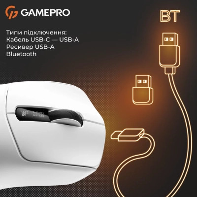 Мышка GamePro Genesis Ranker Wireless/Bluetooth/USB White (GM012W) Винница - изображение 8