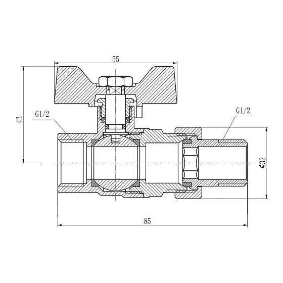 Кран кульовий "Американка" Thermo Alliance Forte 1/2" прямий SF220W15 Київ