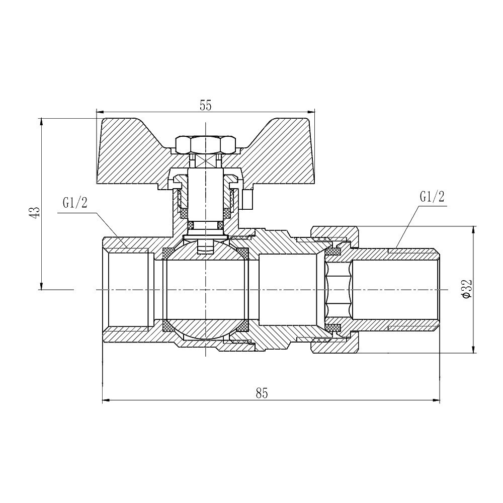Кран кульовий "Американка" Thermo Alliance Forte 1/2" прямий SF220W15 Київ - фото 2