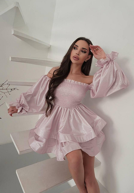 Женское романтическое праздничное платье, ткань: люрекс диско Розовый, 42 Одесса - изображение 4