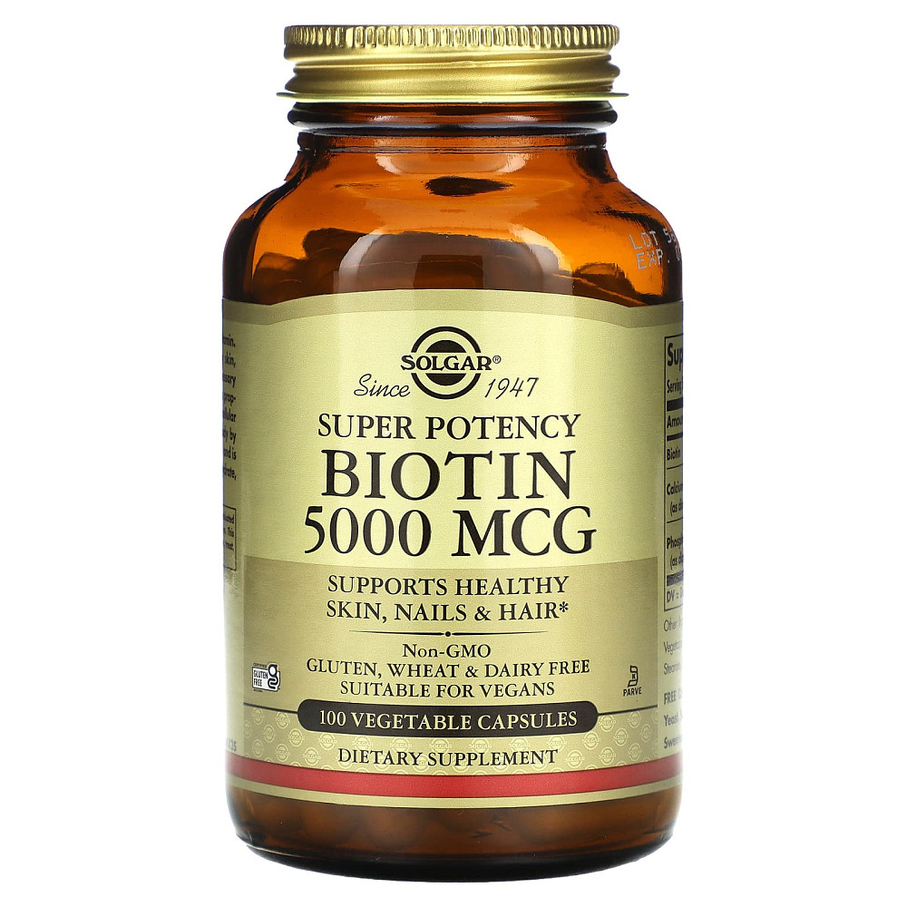 Биотин (Biotin), Solgar, 5000 мкг 100 капсул Киев - изображение 1