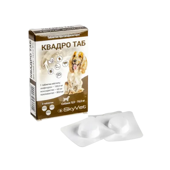 Таблетки Квадро ТАБ для собак весом 8-16 кг №3 SkyVet Винница