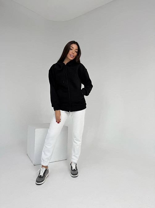 Жіноча тепла флісова кофта на змійці щільний двосторонній фліс Чорний, 50/52 Одеса - фото 4