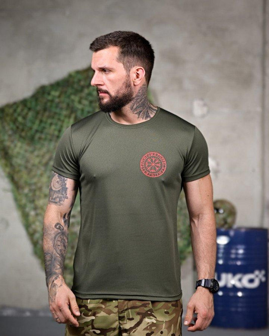 Тактическая потоотводящая футболка Смерть зачекає oliva РП7341 Одеса - фото 2