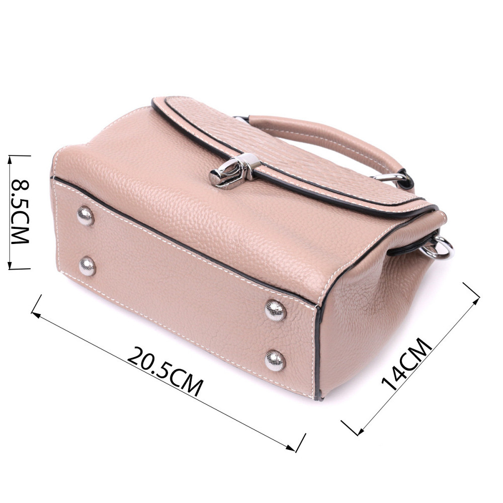 Женская кожаная сумка с интересной металлической защелкой Vintage 22418 Бежевый Киев - изображение 4