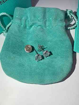 Серьги гвоздики Тиффани Tiffany, серебро 925 пробы / мешочек Тиффани Одесса